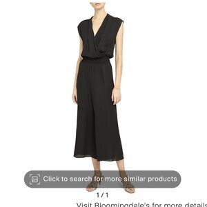 Theory Draped Silk Jumpsuit in Black - Size Medium